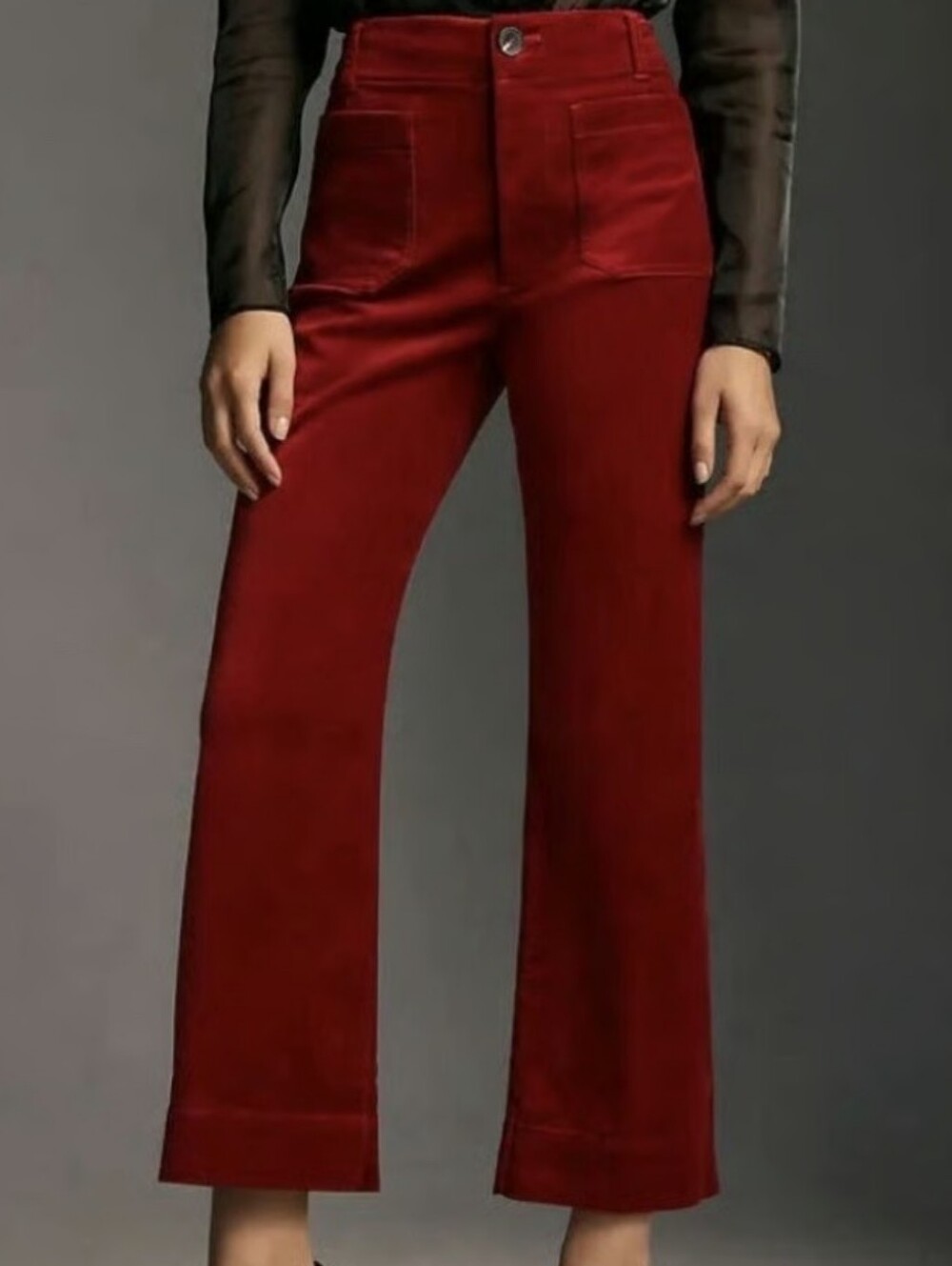 Anthropologie Maeve Colette Wide-Leg Corduroy Pants in Deep Red